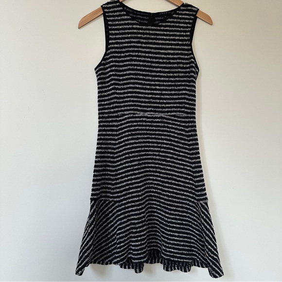 Theory Nikay Purposeful Striped Sleeveless Dress Tweed Fit & Flare Flounce - Picture 1 of 9